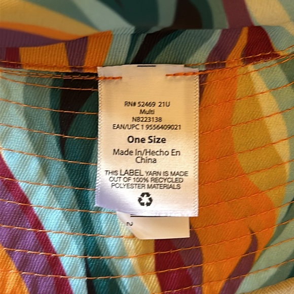 NWT fun retro reversible flowers and abstract stripes sun hat bucket hat - Picture 5 of 7